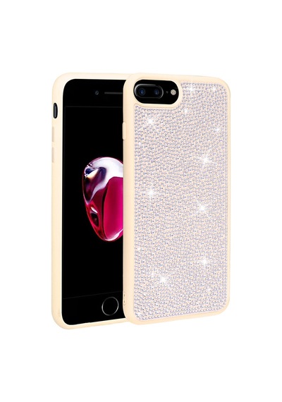 Apple Uyumlu iPhone 8 Plus Kılıf Parlak Taşlı Tasarım Zore Ston Kapak - Mavi Açık