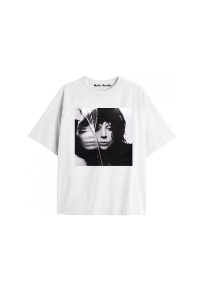 Kalic Studio Lady Gaga Unisex Oversize T-shirt Siyah Beyaz