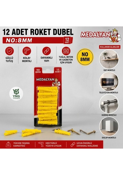 Roket Dübel 8 Mm Montaj Dübeli