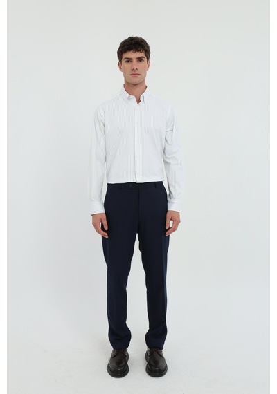 Dufy Erkek Regular Fit Düğmeli Yaka Uzun Kol Beyaz - Lacivert Çizgili Gömlek-25808 Beyaz-lacivert Çizgili Dufy Erkek Regular Fit Düğmeli Yaka Uzun Kol Beyaz - Lacivert Çizgili Gömlek-25808 Beyaz-lacivert Çizgili