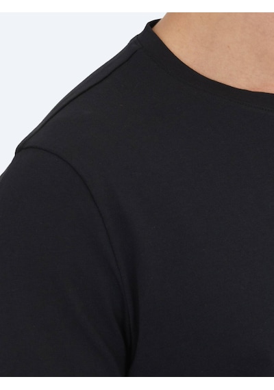 Kip Unisex Siyah Düz Bisiklet Yaka %100 Pamuk T-shirt Siyah