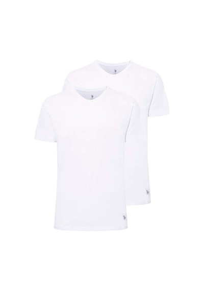 U.S. Polo Assn. U.s Polo Assn. 80197 Erkek 2'li Yuvarlak Yaka Yarım Kol Atlet-beyaz Beyaz