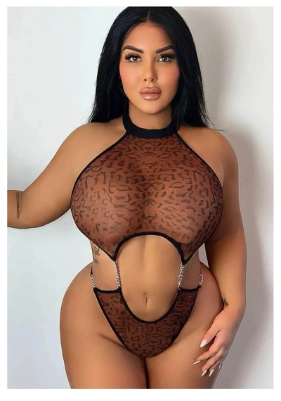 Dmrtart Leopar Desenli Büyük Beden Babydoll Siyah-leopar