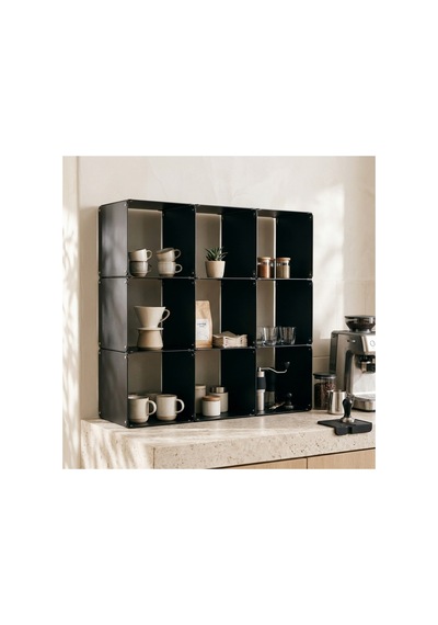 Node 9'lu Modüler Metal Açık Raf Ünitesi Çok Amaçlı Küp Kitaplık 50x50 Cm Siyah - 944249484 Siyah