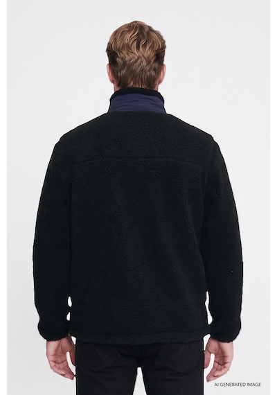 Wrangler Regular Fit Dik Yaka Erkek Sherpa Sweatshirt W2620003001 Siyah