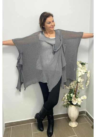 Mia Butik Kadın Gri Tasarım Merserize Mevsimlik Bluz-1599 Gri Mia Butik Kadın Gri Tasarım Merserize Mevsimlik Bluz-1599 Gri