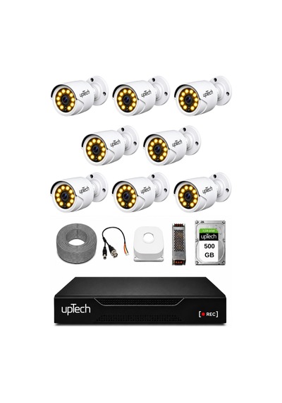 Uptech Full Hd 8 Kameralı Gece Renkli Görüş Su Geçirmez Güvenlik Kamera Seti 1 Tb Hdd 2239