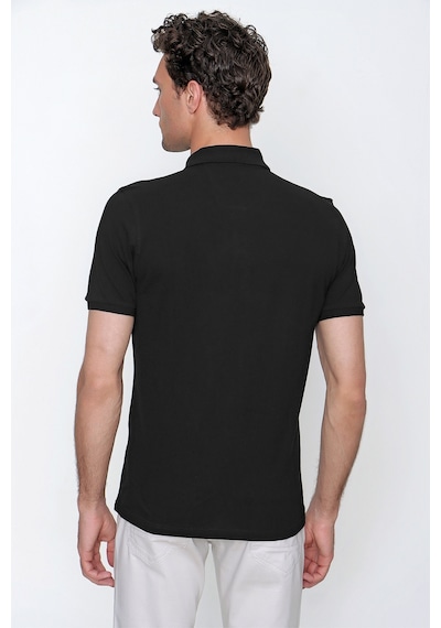 Siyah Basic Düz %100 Pamuk Slim Fit Dar Kesim Kısa Kollu Polo Yaka Tişört 99yc018011001 Siyah