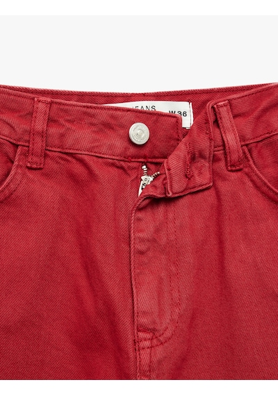 Koton Pamuklu Normal Bel Düğmeli Cepli Uzun Kesim Düz Paça Pantolon - Straight Jeans Kırmızı 7wal40118mw Koton Pamuklu Normal Bel Düğmeli Cepli Uzun Kesim Düz Paça Pantolon - Straight Jeans Kırmızı 7wal40118mw
