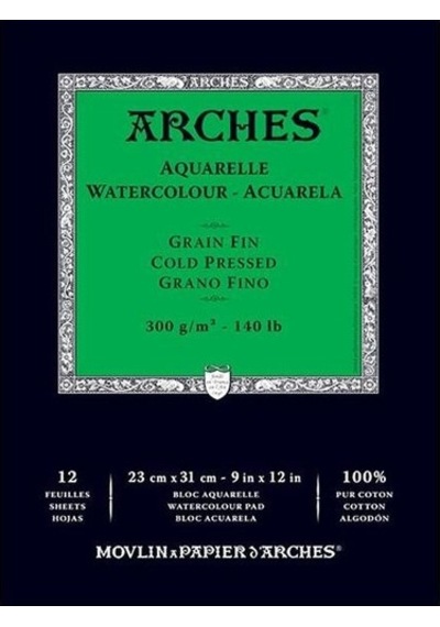 Arches Suluboya Defteri Blok Soğuk Baskı 300 G 23x31 Cm. 12 Yp