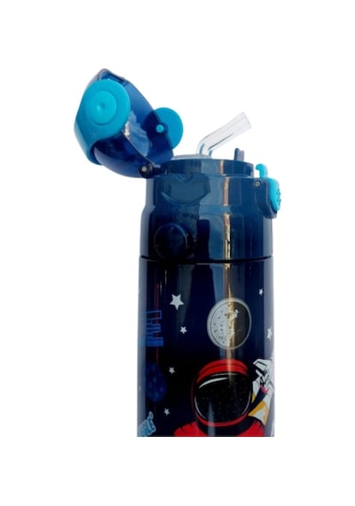 Askılı Pipetli Çelik Suluk Matara 550 Ml Lacivert Lacivert