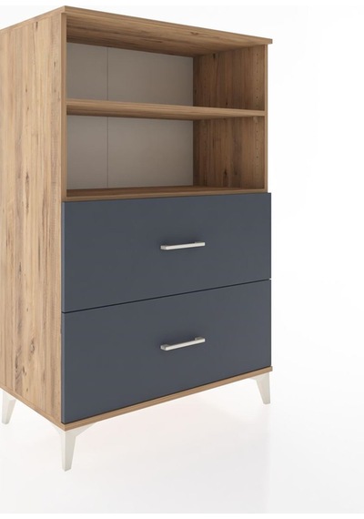 Hyperion Dolap 2 Raflı 2 Çekmeceli 88x44x134 Çam-antrasit Atlas Çam