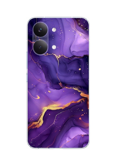 Poco X8 Pro Max Uyumlu Ametist Taşı Mor Mermer Baskılı Silikon Kılıf Renkli
