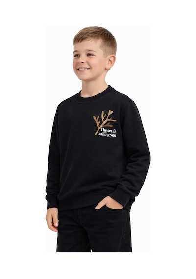 Baglan Erkek Çocuk Önü Baskılı Sweatshirt Bgl-st05238 Siyah