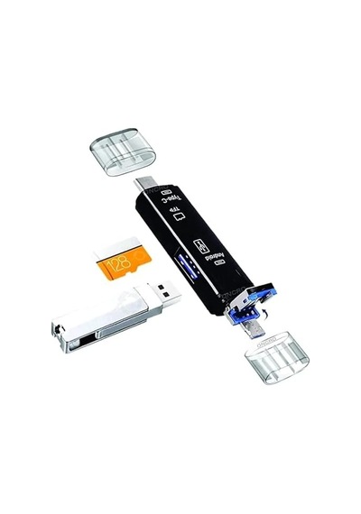 5068 Otg 3 İn 1 Type-c Ve Micro Usb Tf Çevirici Dönüştürücü Kart Okuyucu