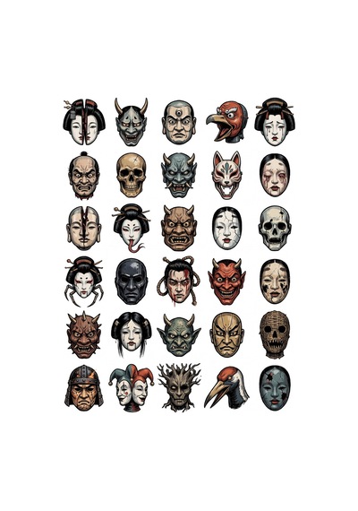 30 Adet Gotik Japon Kukla Sticker Seti - Laptop Kılıf Ve Defter Çok Renkli