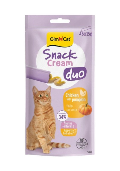 Gimcat Snack Cream Duo Tavuklu - Balkabaklı Kedi Ödülü 6x15gr