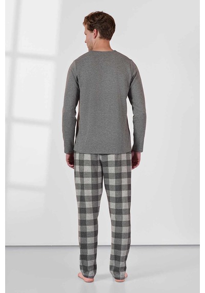 Doreanse Erkek Uzun Kol Jakarlı Gri Pijama Takım C6t3n5o4 001