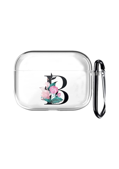 Apple Uyumlu AirPods Pro 2 Harf Tasarımlı Şeffaf Silikon Kılıf - B Şeffaf