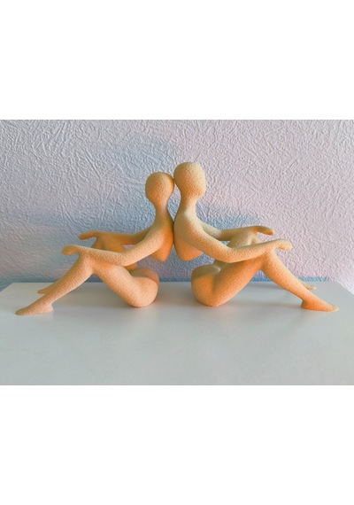 Sırt Sırta Oturan Sevgili Çift Heykeli Hediyelik Dekoratif Obje Figür 15 Cm