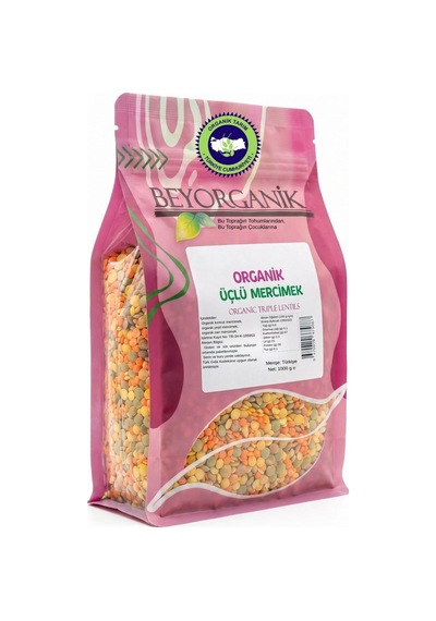 Beyorganik Organik Çorbalık Tahıl Karışımı Üçlü Mercimek 1 KG