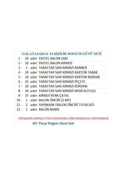 Taraftar Gs 24 Kişilik Doğum Günü Seti