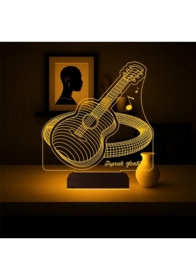 Luvivia Klasik Gitar Enstrüman Gitarist Hediye Kişiye Özel 3d Lamba - Masa Gece Lambası Şeffaf
