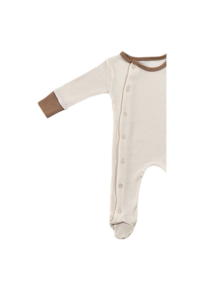 Tinylamb Milky Chocolate Bebek Tulum Takımı 2 Parça Unisex Organik Pamuk Yenidoğan Hediye Seti Kahverengi-krem