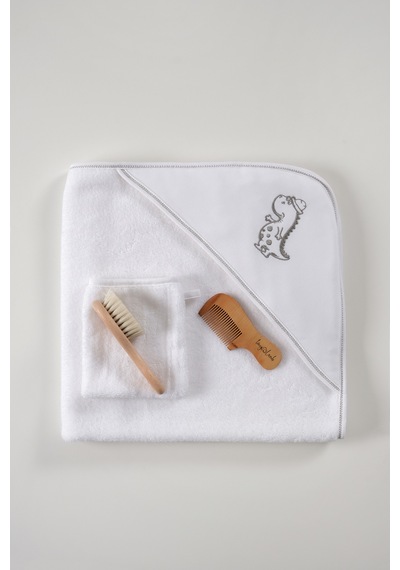 Bebek Banyo Seti - Dino Cozy Care Banyo Seti - Bebek Kare Kundak - Kese - Fırça Ve Tarak Seti