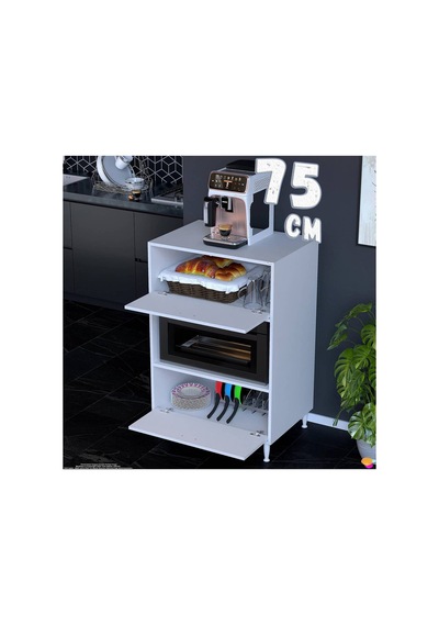 Silva 75x119,2x48 Cm Kapaklı Mikrodalga Ve Midi Fırın Standı - 3 Bölmeli Çok Amaçlı Dolap Beyaz Silva 75x119,2x48 Cm Kapaklı Mikrodalga Ve Midi Fırın Standı - 3 Bölmeli Çok Amaçlı Dolap Beyaz
