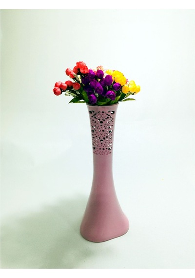 40cm Uzun Desenli Pembe 6 Renk Fındık Tomurcuk Güllü Vazo