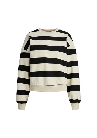 Jack & Jones Jjxx Rahat Kesim Çizgili Siyah - Ekru Kadın Sweat 12243288 001