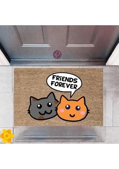 Kapı Önü Paspası Dekoratif Dijital Baskı Friends Forever P-2366 Renkli