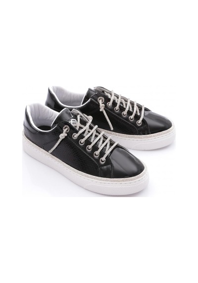 Dgn 2475 Kadin Taş İp Bağcikli Sneaker Ayakkabi 2475-1571-R7677 Siyah