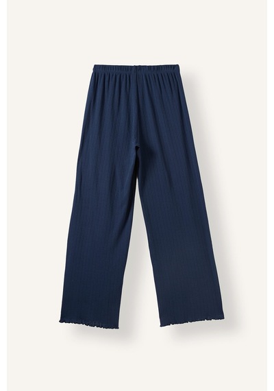 Defacto Regular Fit Uzun Kollu Hırka Üst Geniş Paça Alt Pijama Takımı H4375ax26aunv241 Lacivert-nv241