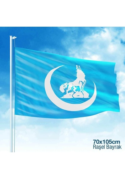 Bozkurt Hilal Mavi Sancak Bayrak Mhp 70x105 Cm Raşel Kumaş 1