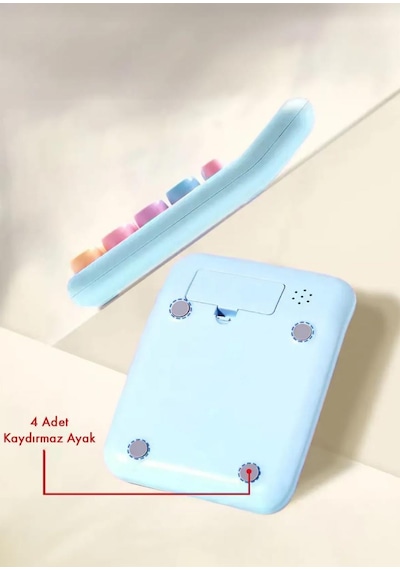 12 Haneli Güneş Enerjili Hesap Makinesi - Açılı Geniş Ekran, Çift Güç Kaynağı Solar Pil Küçük Boy Mavi