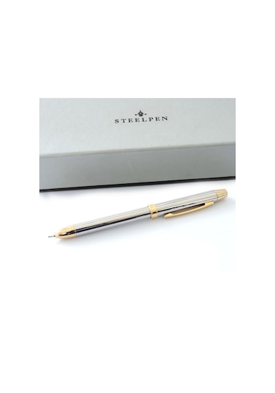 Üçü Bir Arada Mavi Kırmızı Tükenmez Uçlu Kalem Steel Pen Kalem