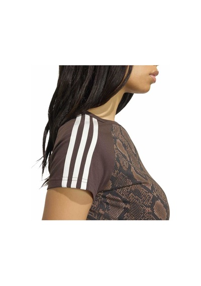 Adidas Snake Prınt Calı Kahverengi Kadın Tişört Kx1889