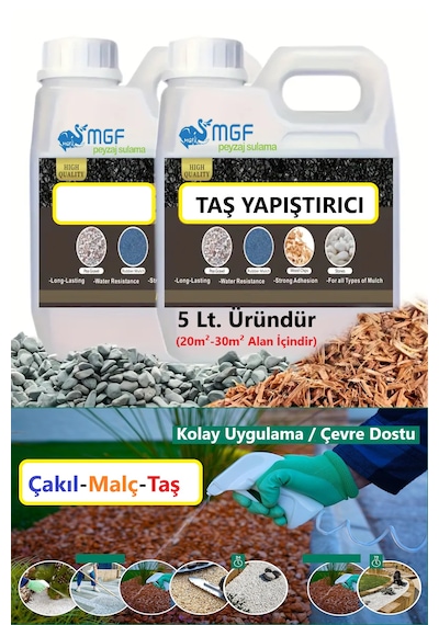 Mgf 5 Litre. Taş, Çakıl, Kabuk Bağlayıcı Sabitleyici Yapıştırıcı Taş Reçinesi 1 Adet