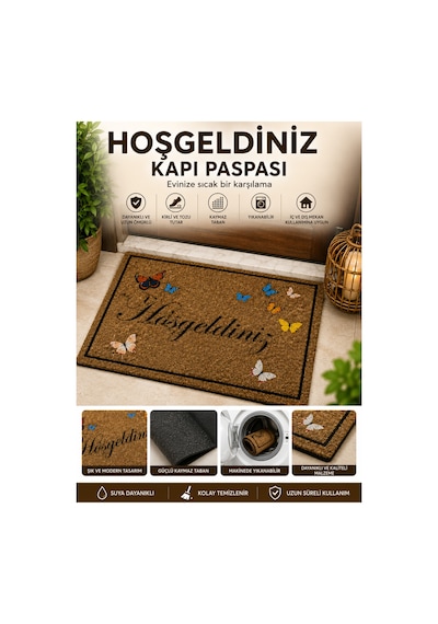 Dikkat Ürün İncedir/ Halıfleks Şeklindedir Kapı Önü Paspas / İç Ve Dış Paspas Bej Bej