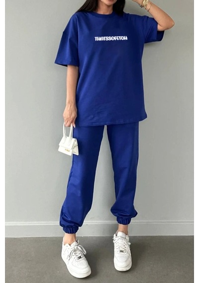 Thatssofetch T-shirt Eşofman Altı Jogger - Mavi Baskı Alt Üst Eşofman Takımı Oversize Bisiklet Yaka Saks Mavi Thatssofetch T-shirt Eşofman Altı Jogger - Mavi Baskı Alt Üst Eşofman Takımı Oversize Bisiklet Yaka Saks Mavi