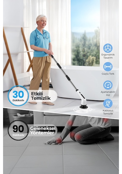 Robo 9 Başlıklı Şarjlı Dijital Temizlik Fırçası