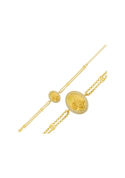 Kenpazar 925 Ayar Gümüş Gold Tuğralı Bileklik Gümüş