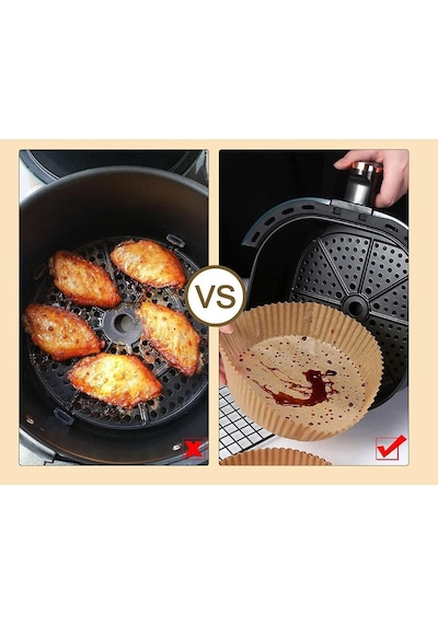 Airfryer Pişirme Kağıdı 50 Adet Hava Fritözü Yuvarlak Model Pişirme Kağıdı Airfryer Yağsız Fritöz