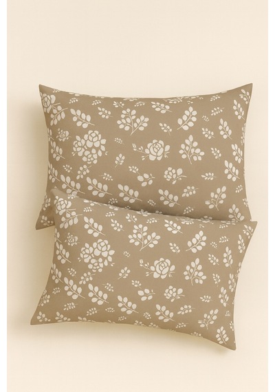 Lionas Desenli Pamuklu Yastık Kılıfı 2 Adet 50 X 70cm Bej
