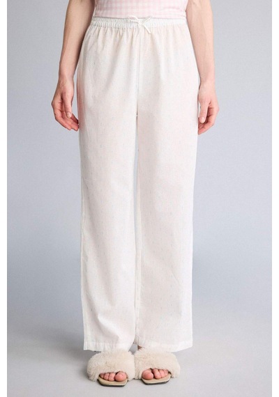 Defacto Regular Fıt Uzun Boy Gabardin Ecru Pijama Alt G4414ax26smer98 Ekru-er98
