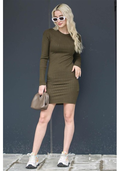 Madmext Haki Bodycon Fitilli Mini Elbise Mg1710-haki