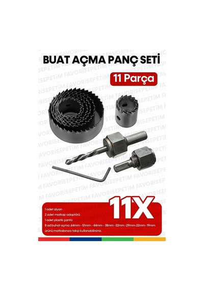 Tr 11 Parça Ahşap Metal Kesme Matkap Ucu Seti, Panç Delik Açma Seti