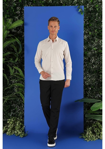 Efor Gk 683 Slim Fit Taş Klasik Gömlek Taş